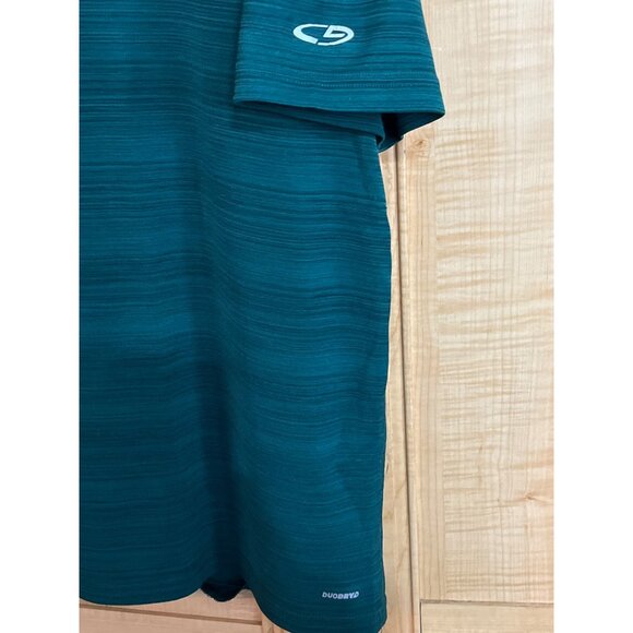 C9 Champion Mens XL Duo Dry Performance T-Shirt Green Striped Moisture Wicking A - Picture 2 of 4